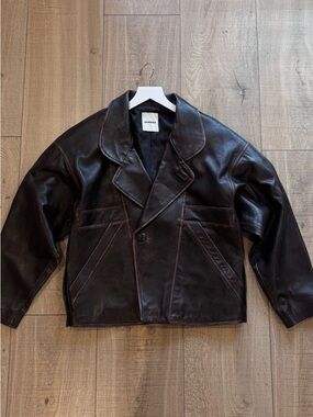 Sandro Women’s Dark Brown Leather Jacket